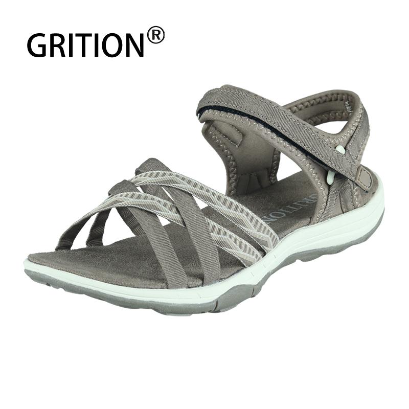 GRITION Giày Sandal Nữ Thoáng Khí Nhẹ Phẳng Thời Trang Giày Đi Biển Mùa Hè Nhanh Khô Thường Gợi Cảm Đi Bộ Đường Dài Sandal Màu Mới 41 Color: Stone Shoe Size: 41