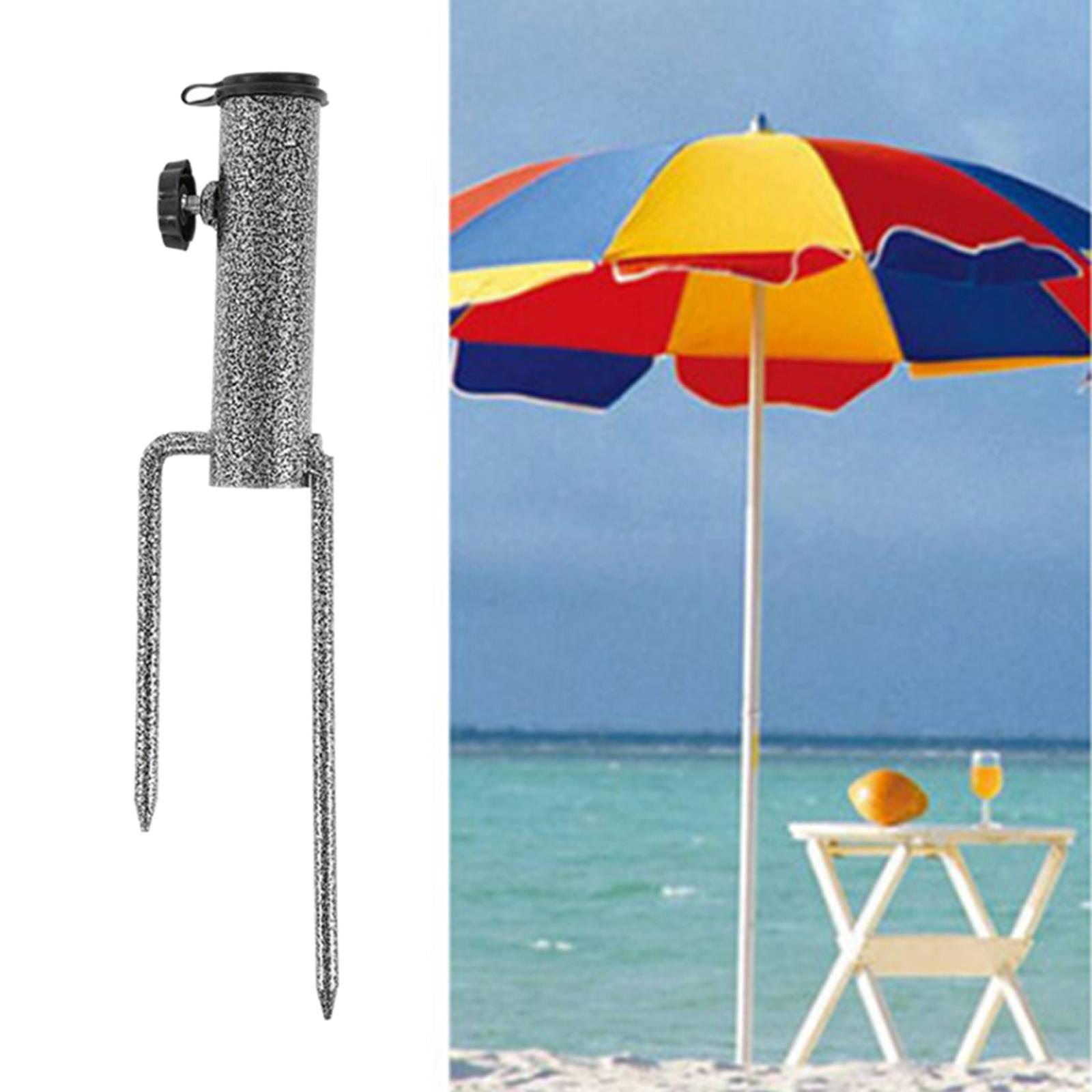 Parasol Umbrella Base Stand Outdoor Garden Metal Parasol Holder w/ 2 Forks