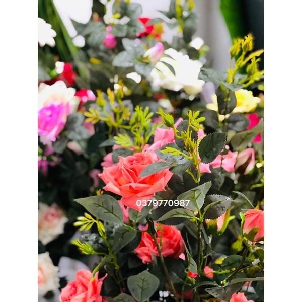 Cây hoa hồng giả 120cm Decor nhà cửa, văn phòng, hàng quán