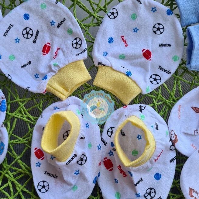 Set Bao tay bao chân cotton cho bé sơ sinh nhiều mẫu - Hiệu Mintuu