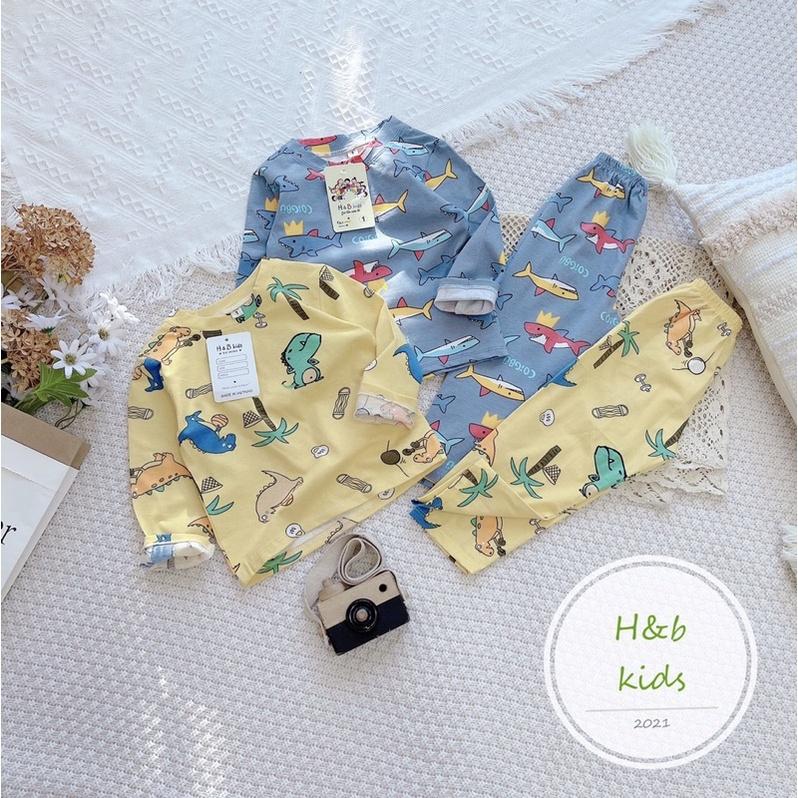 Bộ cotton dài tay bé trai 8-18kg mềm đẹp siêu nhân máy bay