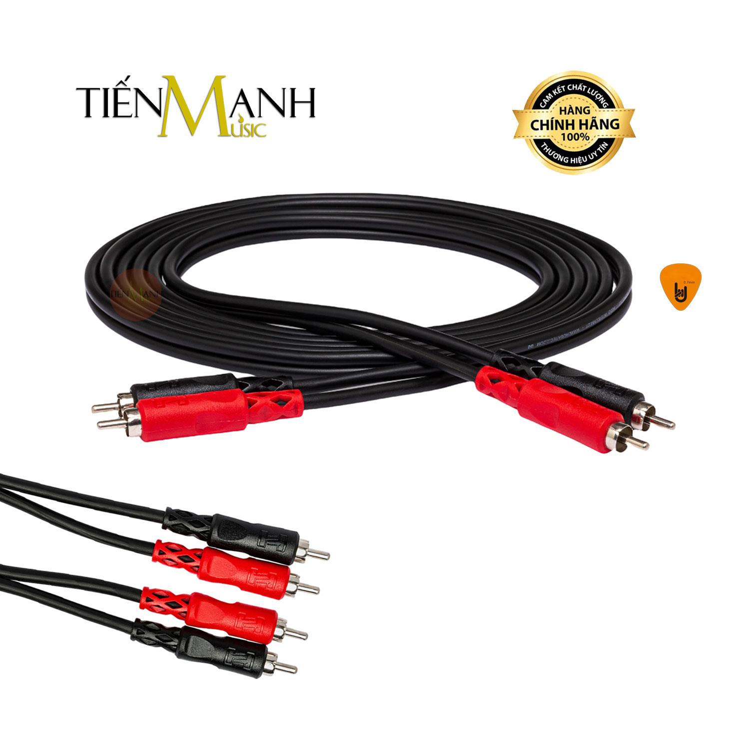 Cặp Dây Cáp Loa Kiểm Âm Hosa 2 Đầu RCA Hoa Sen CRA-202, CRA-203 Studio Monitor Cable Hàng Chính Hãng - Kèm Móng Gẩy DreamMaker