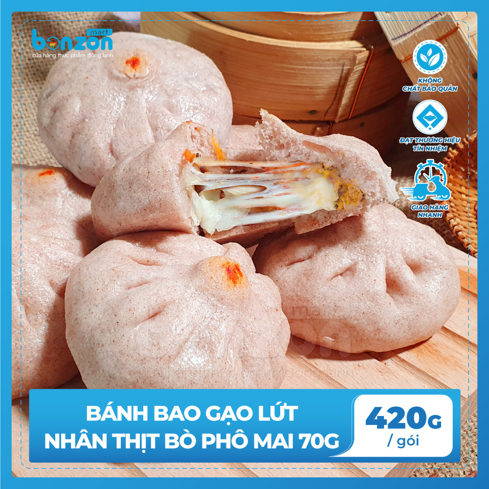 Bánh Bao Gạo Lứt Nhân Thịt Bò Phô Mai 70g (420g)