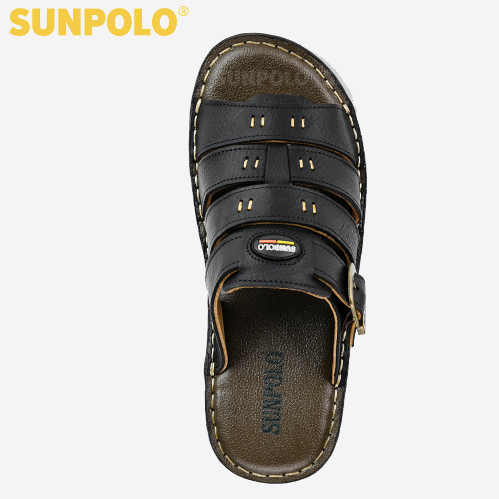 Dép Quai Ngang Nam Da Bò Cao Cấp SUNPOLO AQN006
