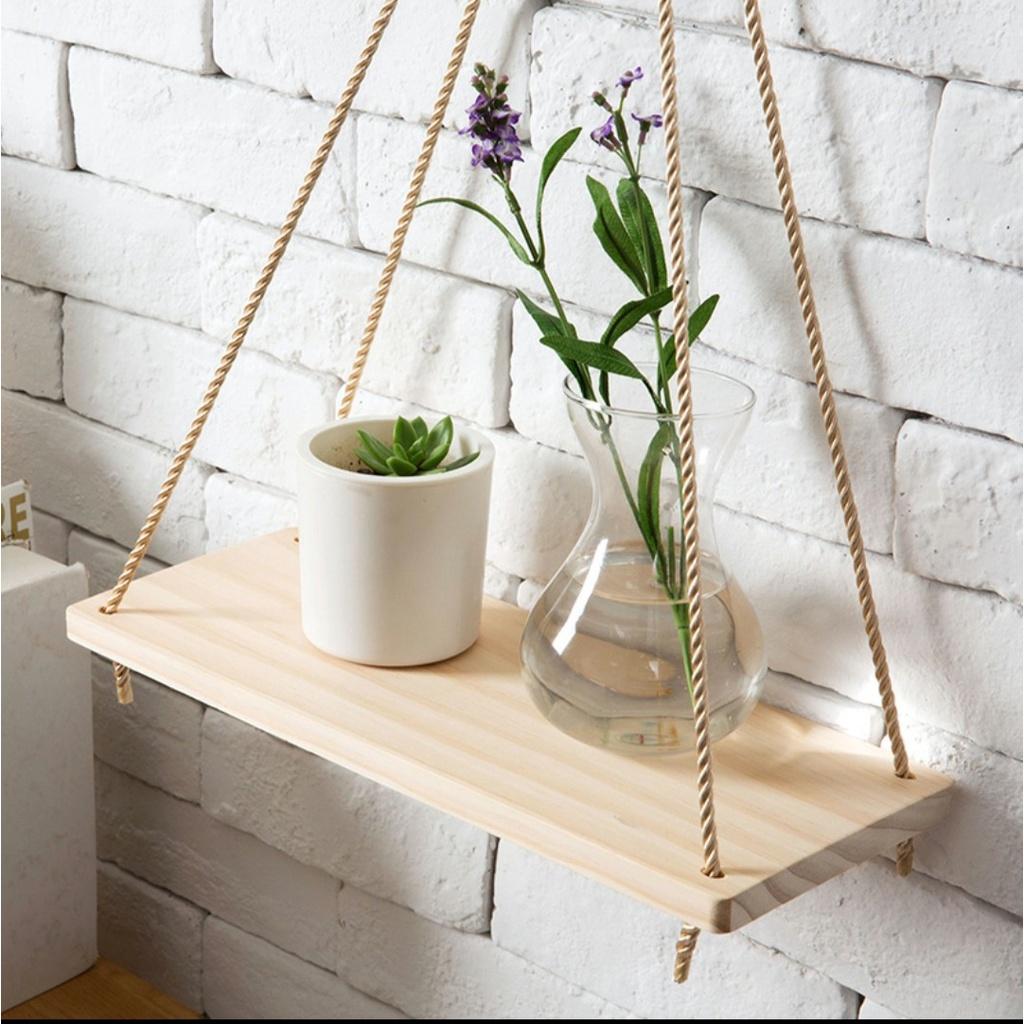 Kệ treo tường trang trí, kệ gỗ decor treo tường đa năng phong cách vintage Mozi - KM003