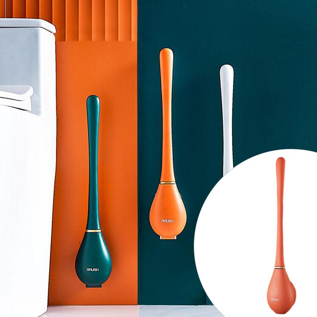 Silicone Toilet Brush with Holder Wall Mounted Cleaning Bathroom Brushes Set