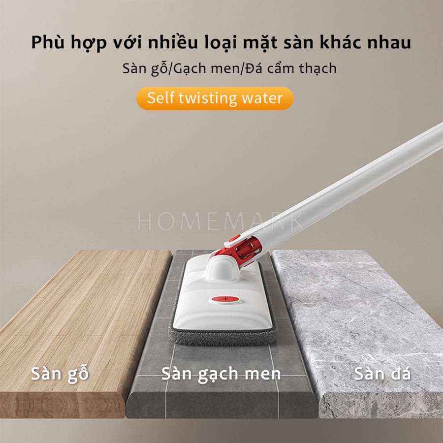 Cây Lau Nhà Tự Vắt Thông Minh Bản Ngang, Chổi Lau Nhà Tự Vắt Thông Minh Thiết Kế Xoay 360 Độ Tiện Lợi - HÀNG CHÍNH HÃNG MINIIN