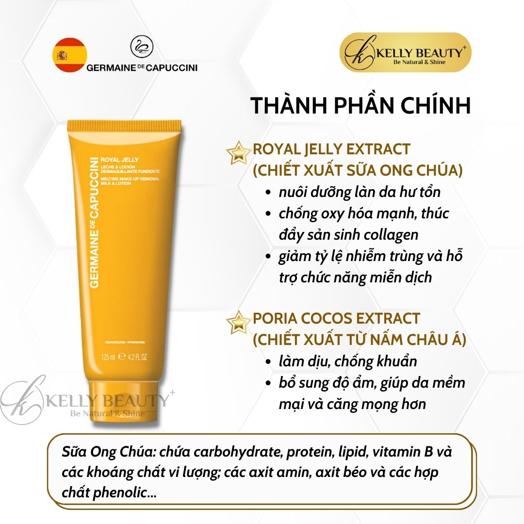 Sữa Rửa Mặt Cho Da Nhạy Cảm Germaine Royal Jelly Melting Makeup Remover Milk & Lotion - Kelly Beauty