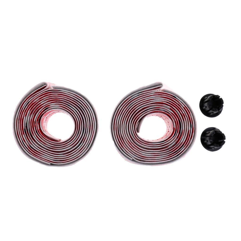 2 Pieces Cycling Road Bike Bar Tape Handlebar Tape with 2 Bar Plugs Racing Bicycle Accessories