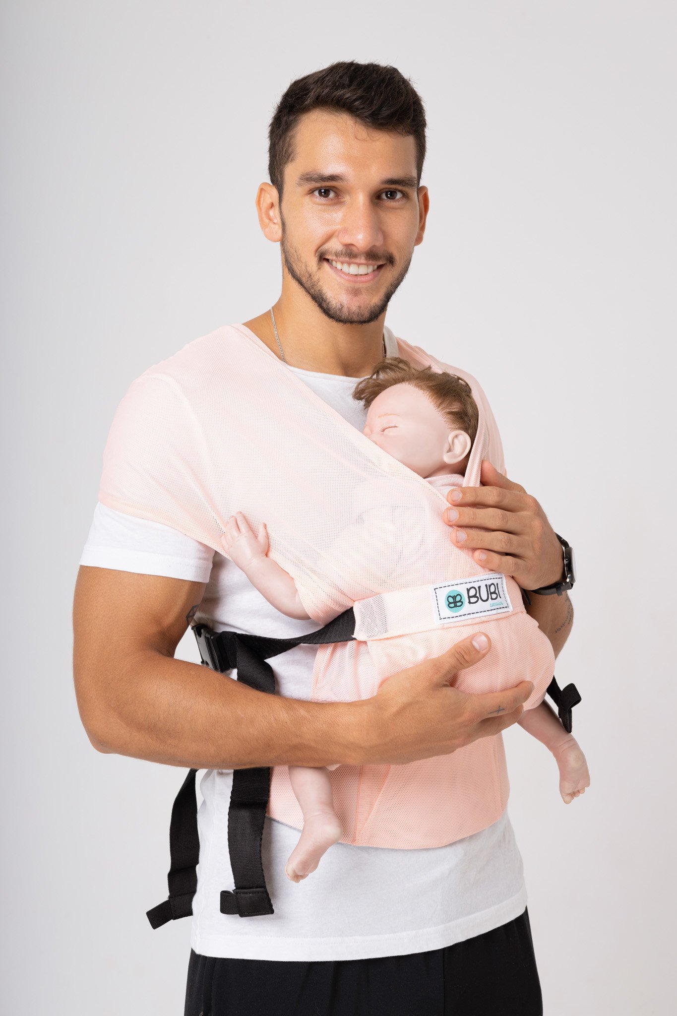 Địu vải BUBI Gen 3 - LƯỚI THOÁNG KHÍ - HỒNG PASTEL