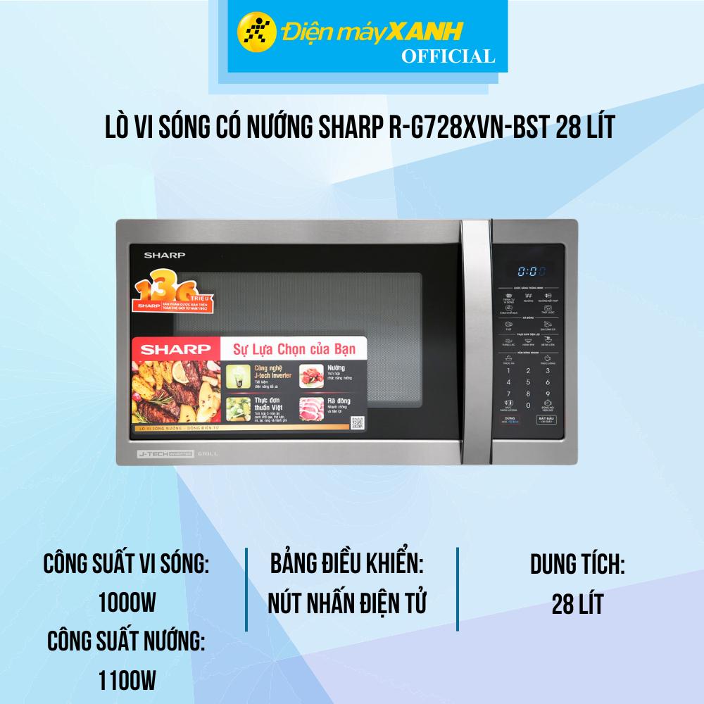 Lò vi sóng có nướng Sharp R-G728XVN-BST 28 lít - Hàng Chính Hãng