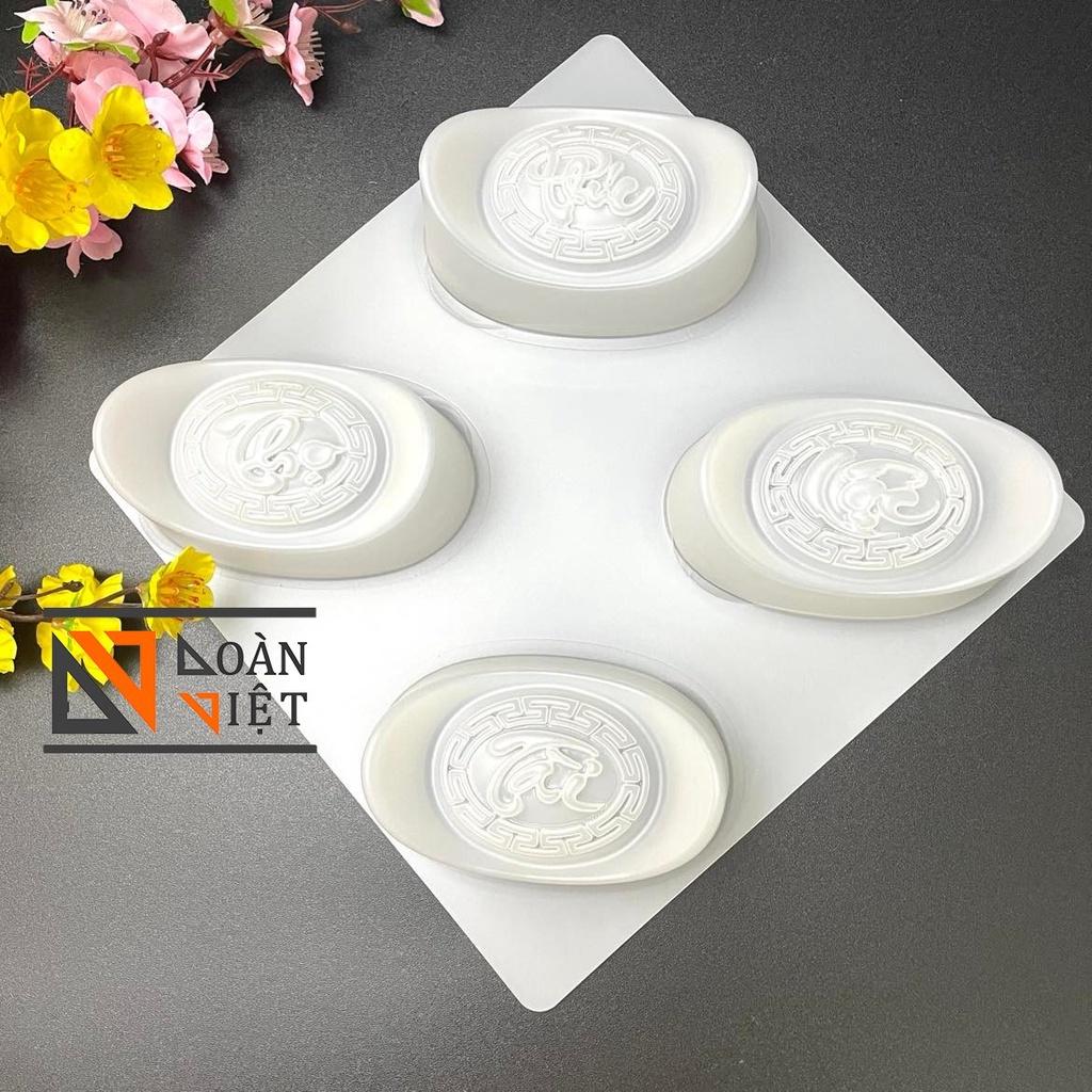 Khuôn BÁNH DẺO, TRUNG THU RAU CÂU, NHẤN XÔI, BÁNH TỔ, RAU CÂU 3D - Hình THỎI VÀNG hoa văn PHÚC LỘC THỌ