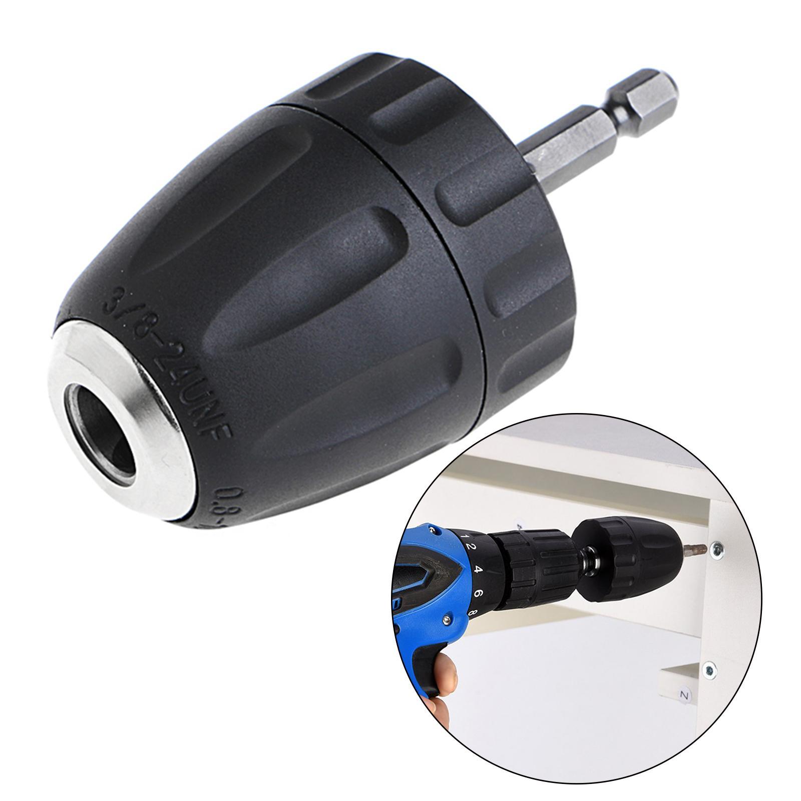 Keyless Mini Drill Chuck Adaptor 10mm Hex Shank for Micro Drill Bits for Cordless Screwdrivers Drills and Power DIY Tools