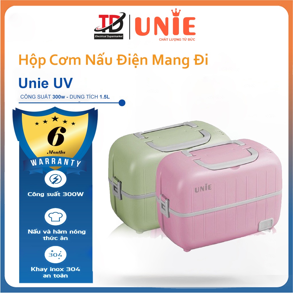 Hộp cơm điện Unie UV, Nấu 300W Khay Đựng Inox 304, Hàng Chính Hãng