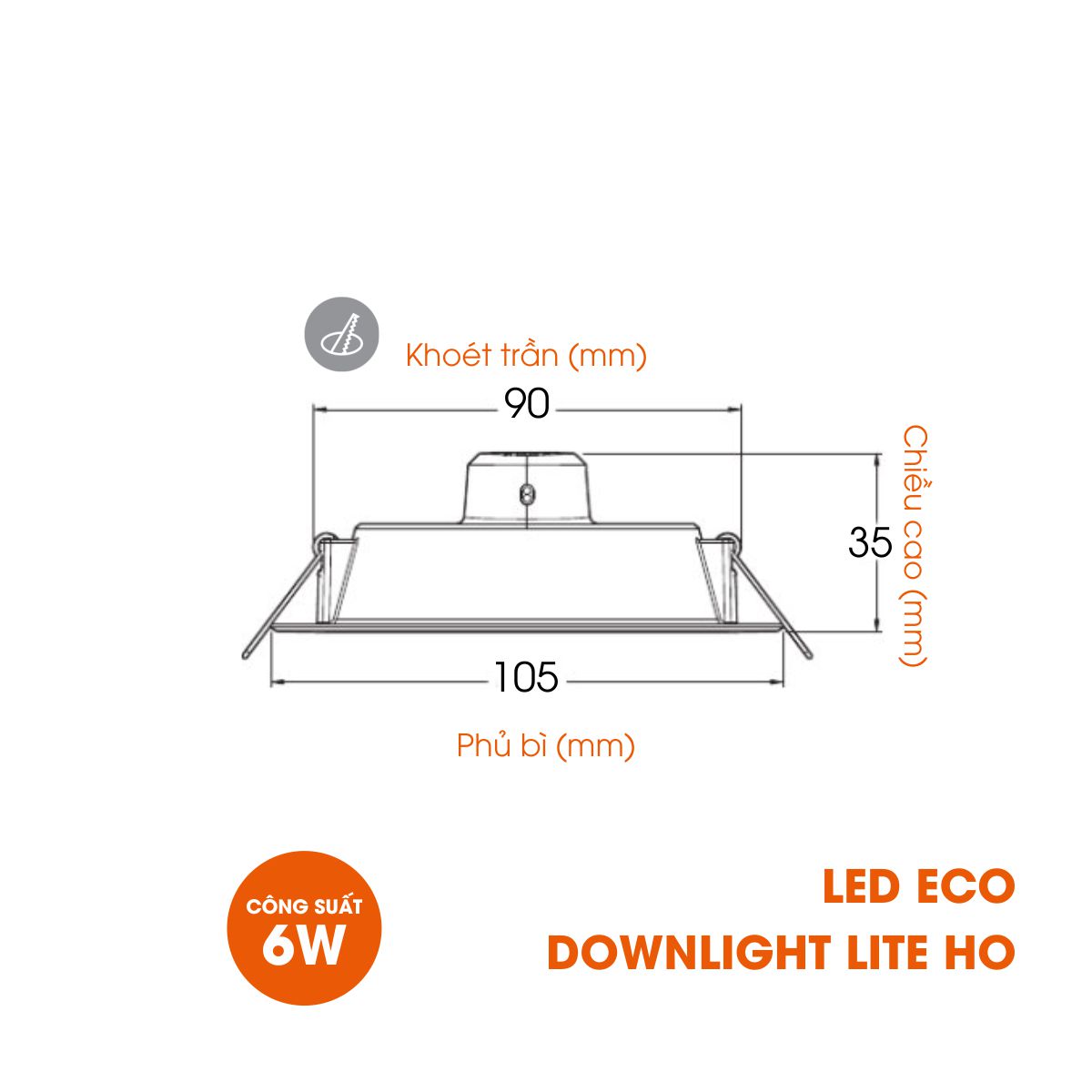 Đèn LED âm trần LED ECO DOWNLIGHT LITE LEDVANCE - Tuổi thọ: 20,000 giờ, CRI&gt;80, Thiết kế mỏng, tinh tế, hiện đại