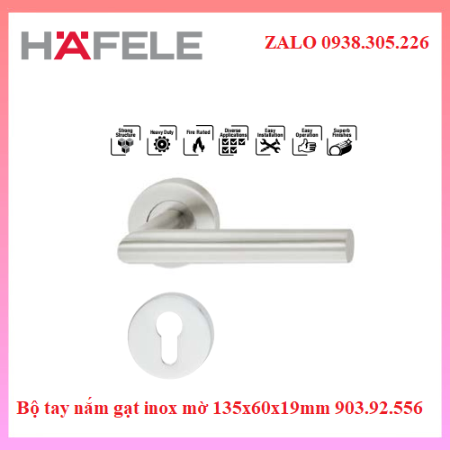 Bộ tay nắm gạt inox mờ 135x60x19mm Hafele 903.92.556