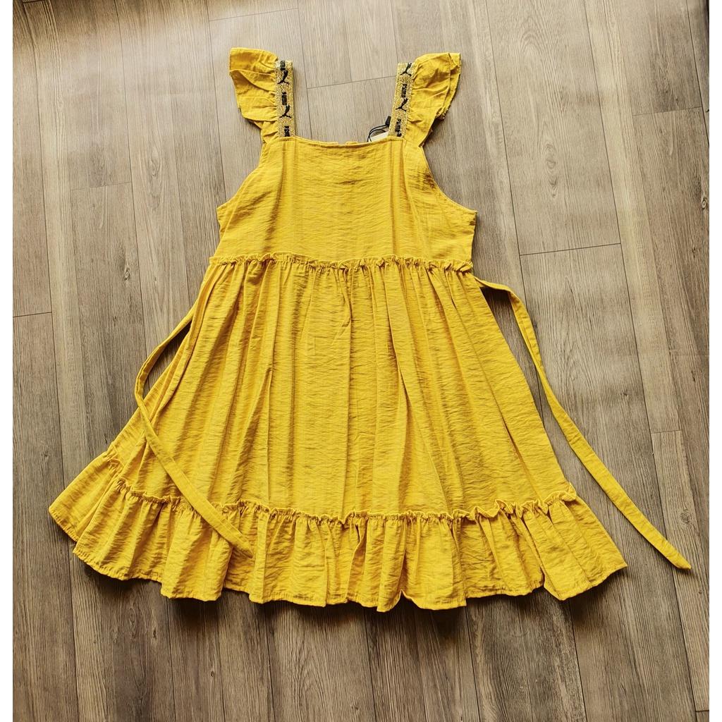 Đầm xòe hai dây cánh tiên cho bé gái size 18-28kg chất đũi mềm mát