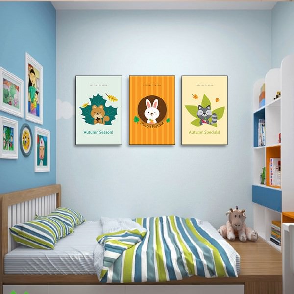 Tranh Phòng Ngủ Trẻ Em - Tranh Hoạt Hình Ngộ Nghĩnh Canvas Có Viền W1195
