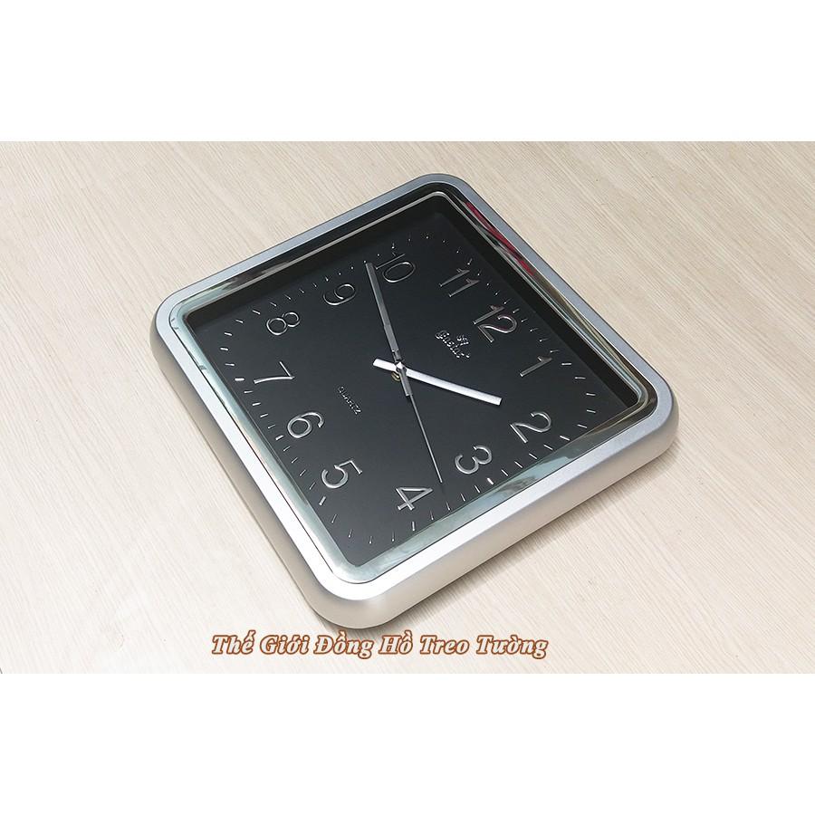Đồng hồ Máy Kim Trôi Eastar - Mặt Vuông - Viền Bạc Kim Tuyến - Số nổi Ánh kim - Bảo Hành 1 Năm - Tặng Pin Maxell