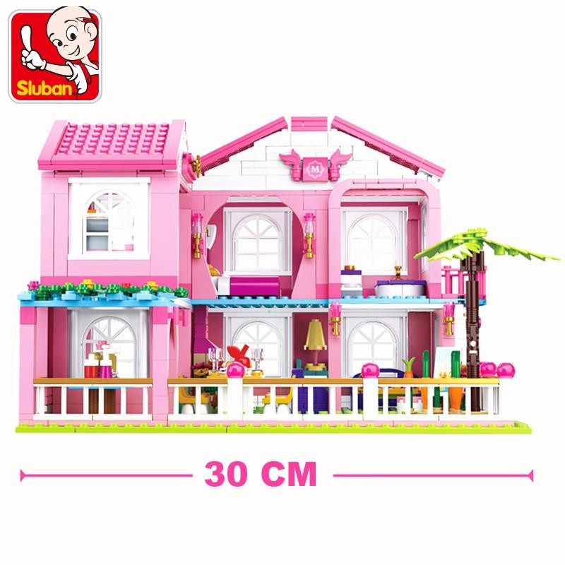 Đồ Chơi Lắp Ráp Kiểu LEGO FRIENDS Cho Bé Gái Mô Hình Biệt Thự Garden Villa Pink Sluban M38-B0721 Với 896 Mảnh Ghép