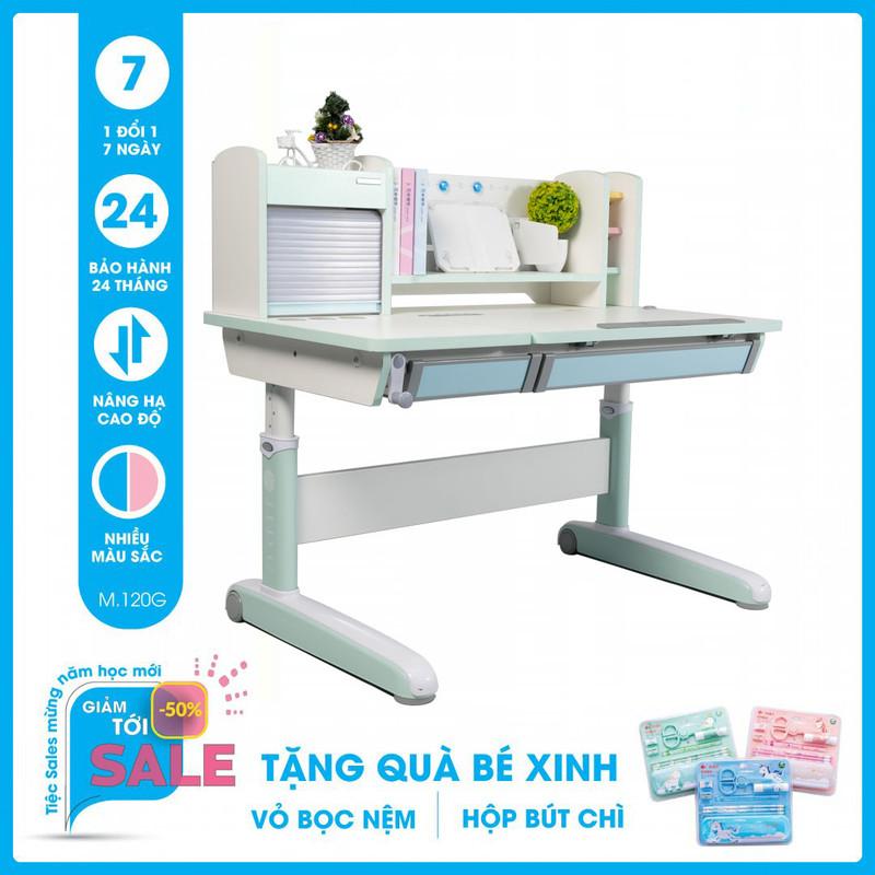 Bàn học thông minh SMLIFE Jaxson 120cm - M120G - Xanh | 120cm x 70cm x 54-76cm (mặt bàn nâng hạ)