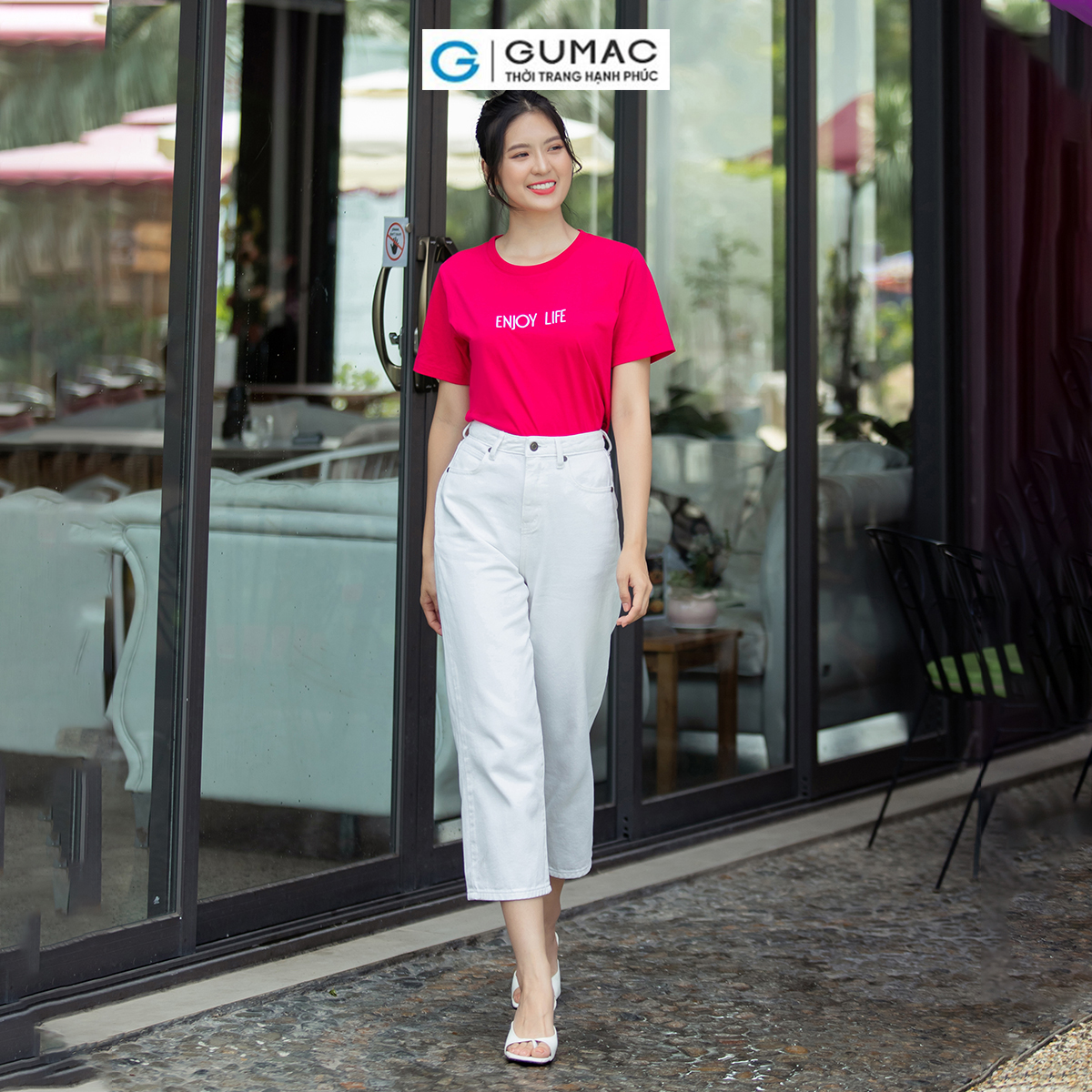 Quần Jeans nữ straight dáng lửng trẻ trung thời trang GUMAC QJD07038