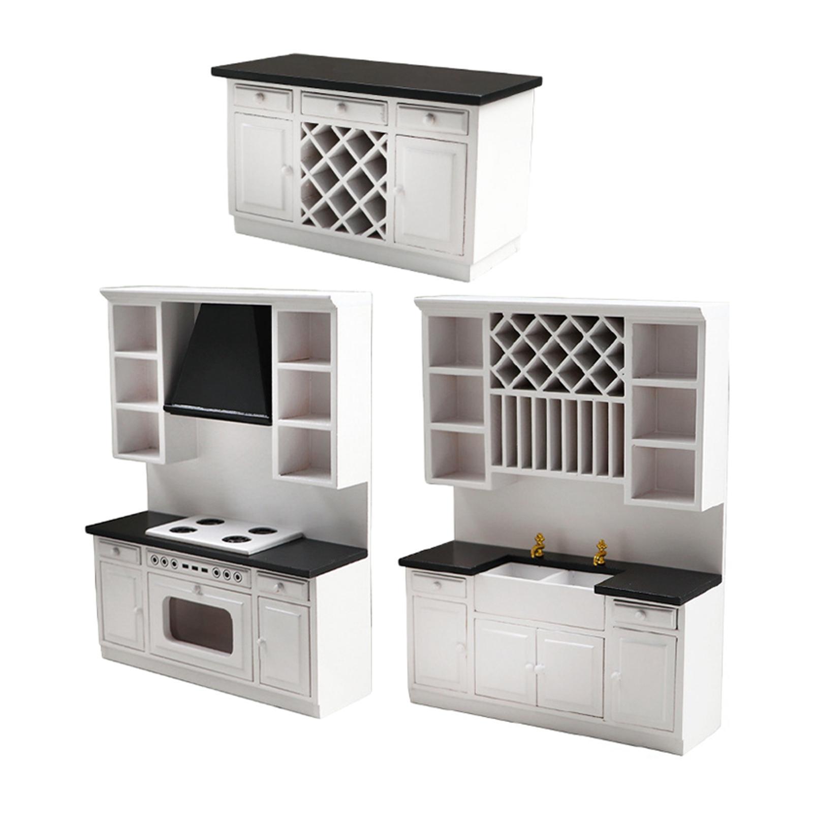 Wooden Dollhouse Kitchen Cabinet Dollhouse Decoration Dollhouse Kitchen Furniture