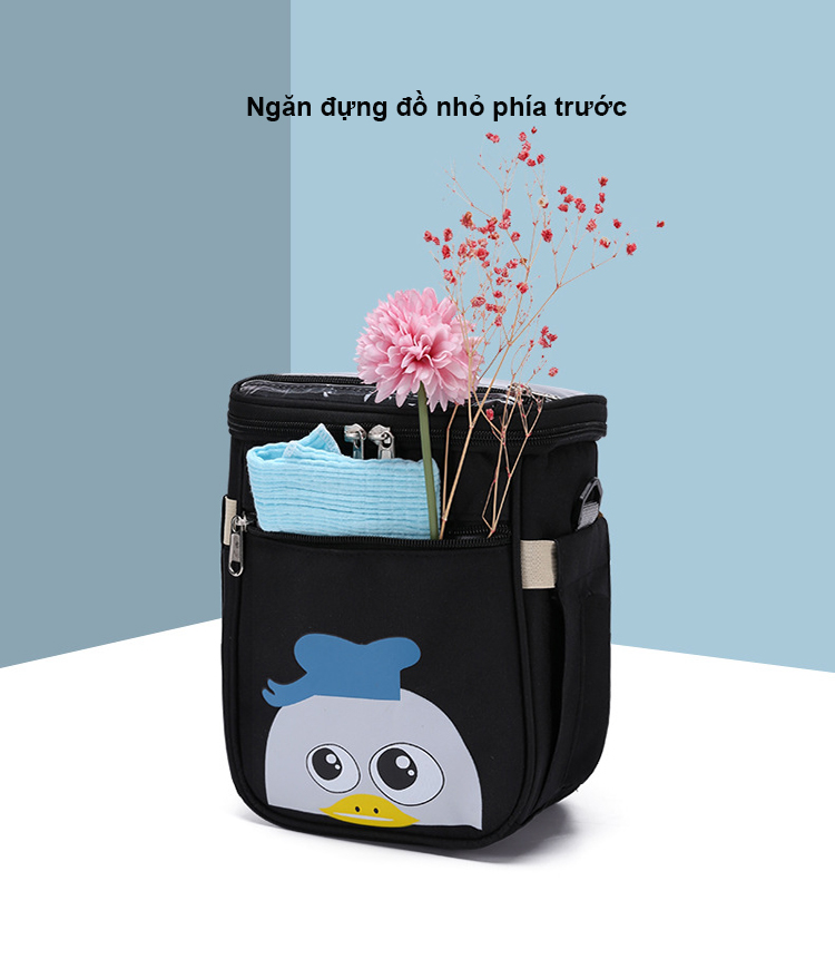 Túi treo xe đẩy, xe nôi có ngăn đựng điện thoại cảm ứng TPU trong suốt chống thấm cao cấp A08, hàng chính hãng