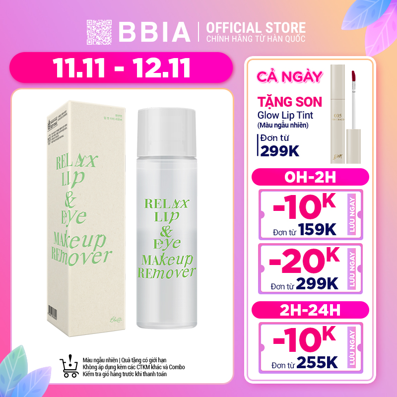 Dầu Tẩy Trang Bbia Relax Lip&amp;Eye Makeup Remover 100ml