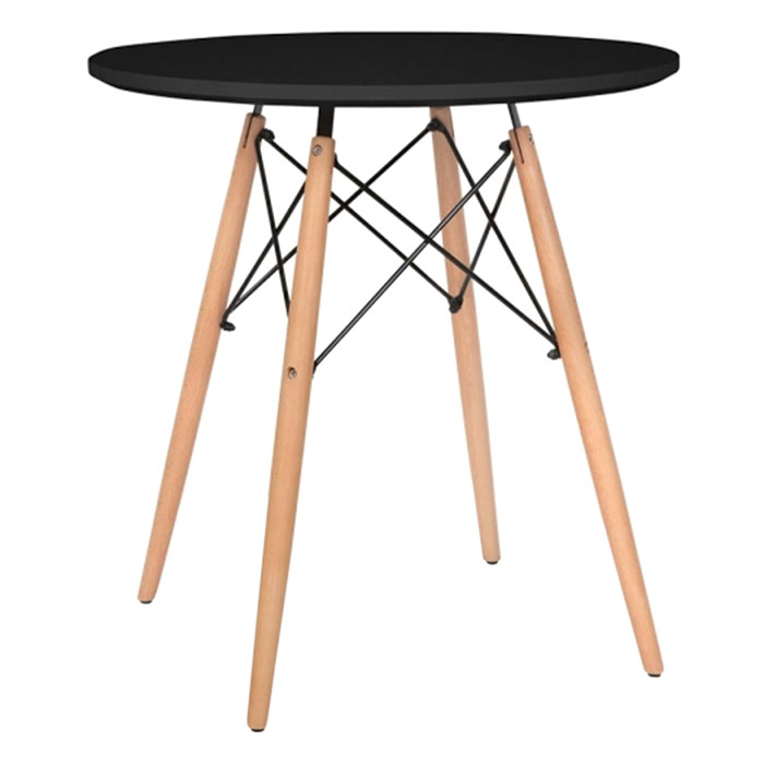 Bàn Czn-Eames Tròn Chân Gỗ (60cm) - Đen