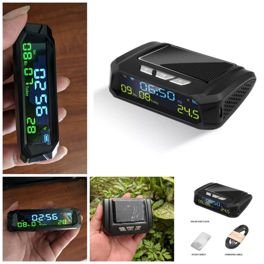 Đồng Hồ Ô Tô 3in1 Mẫu Mới: Báo Giờ, Ngày Tháng, Nhiệt Độ - Màn Hình LED Đa Năng Cực Tiện