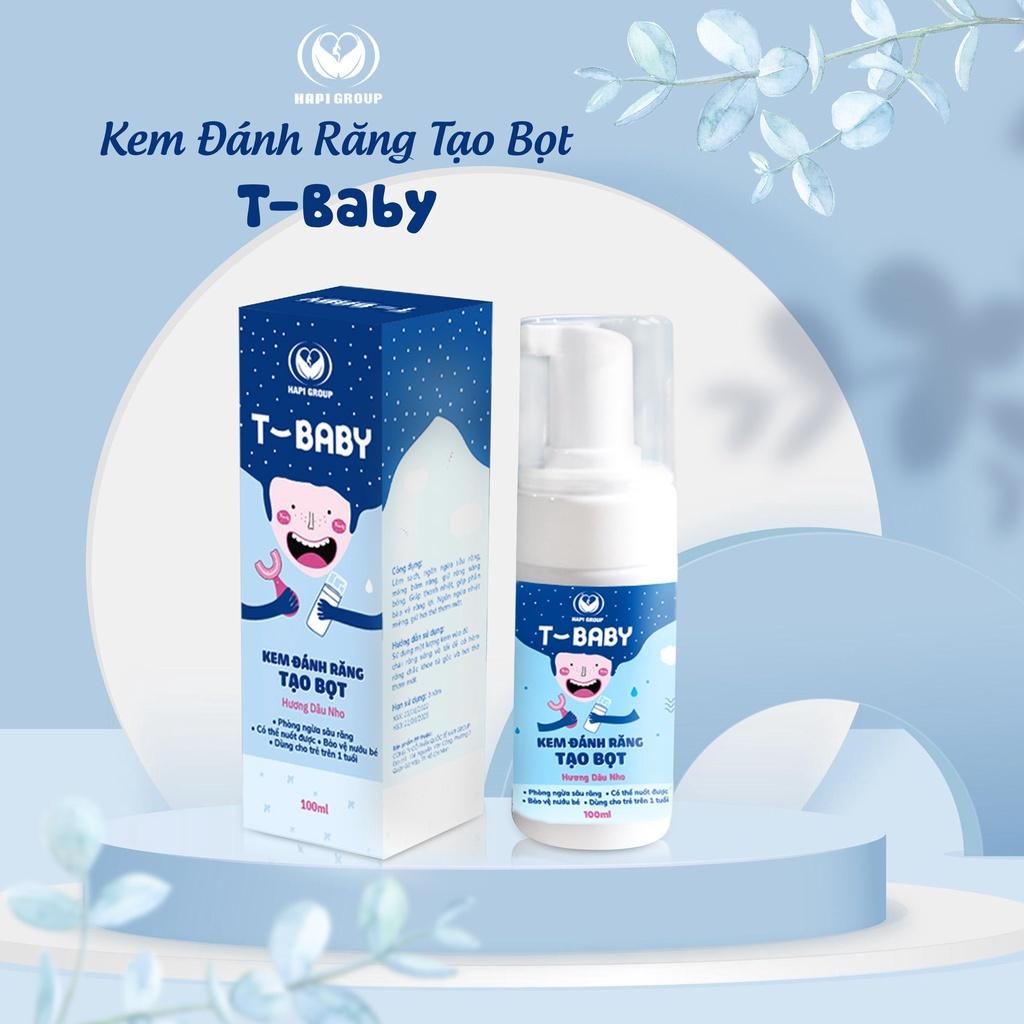 Kem Đánh Răng Tạo Bọt T- Baby- 100ml, giúp bé giảm sâu răng, hà răng, viêm lợi