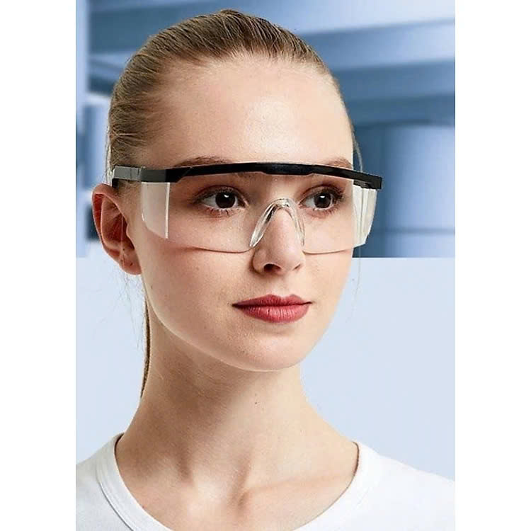 Mắt kính bảo hộ lao động, Kính bảo hộ trong suốt bảo vệ mắt hỗ trợ phòng dịch, chắn gió bụi chống tia UV tròng trong suốt