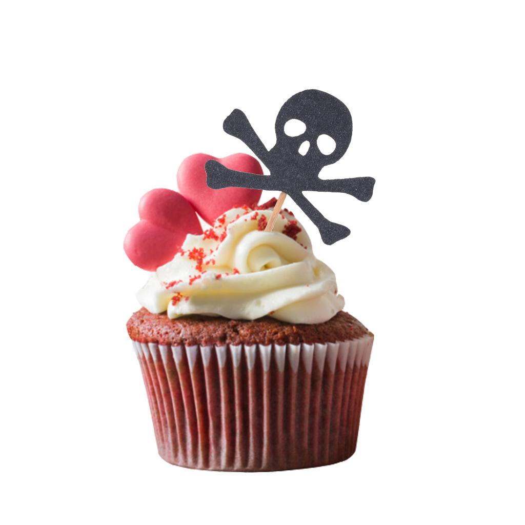 2xHalloween cake Cupcake toppers Food Sticks Cake Centerpieces Black