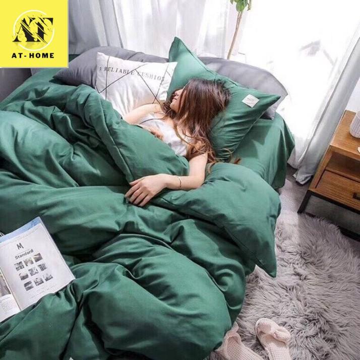 Bộ 5 Món Chăn Trần Bông Ga Gối Cotton Tici Xuất Nhật Beauty Màu Trơn - Màu Xanh - LAN PHAM BEDDING