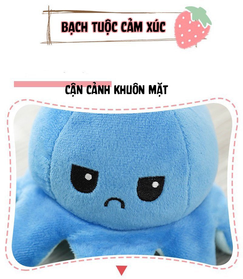 Gấu bông bạch tuộc cảm xúc 2 mặt cao cấp - Kích thước 20cm, Chất liệu vải nhung mềm mịn