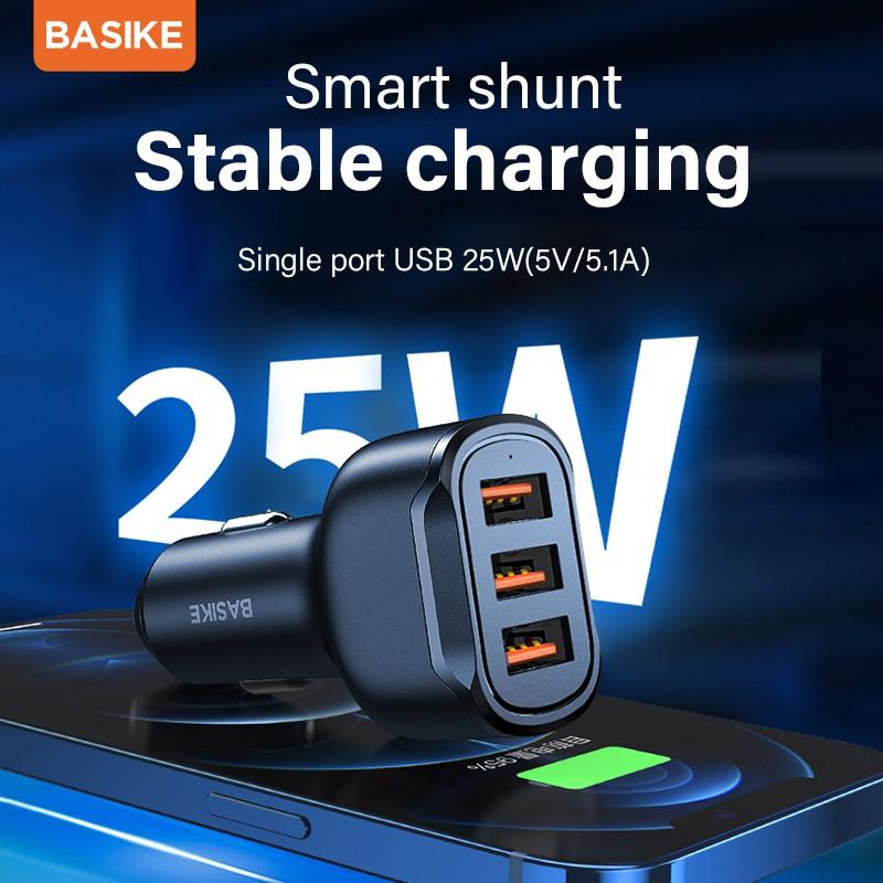 Tẩu sạc ô tô BASIKE 3 * USB 25W UT79 siêu nhanh đảm bảo an toàn thông minh cho iPhone Android-Hàng chính hãng