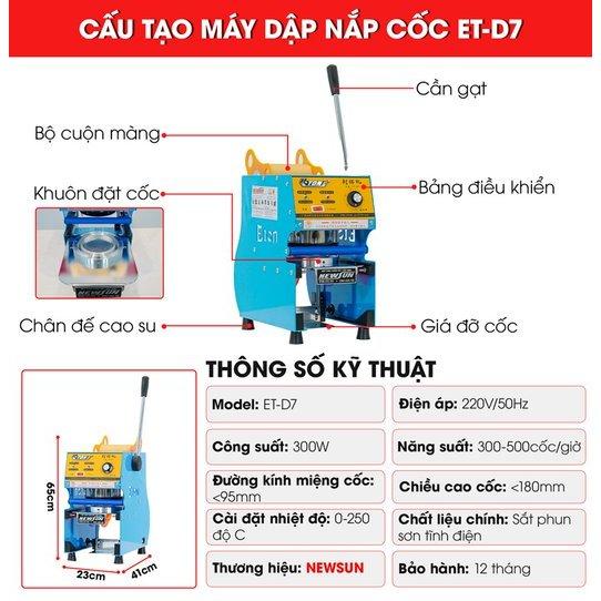Máy dập cốc thủ công ET-D7 NEWSUN - Bảo hành chính hãng