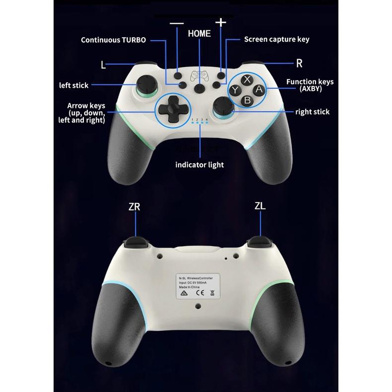 PD1001 - Tay cầm chơi game Bluetooth không dây dành cho máy chơi Nintendo Switch Lite Switch Oleed Gamepad Analog xoay