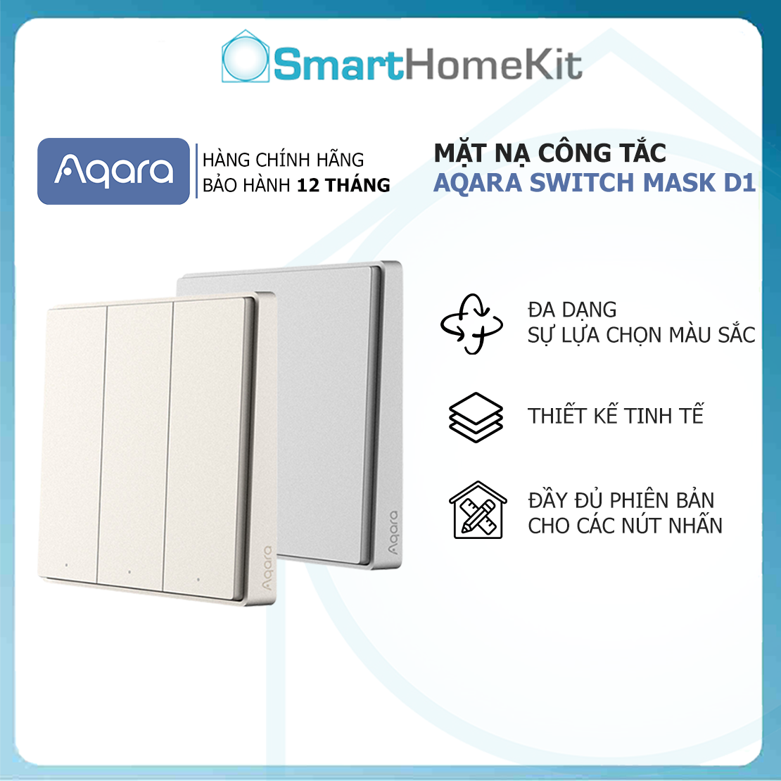 Mặt công tắc Aqara D1 Màu Vàng/Xám thay thế cho công tắc Aqara Smart Switch D1 - Hàng Chính Hãng