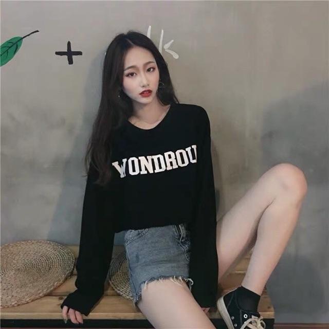 Áo kiểu  nữ croptop tay dài  form rộng