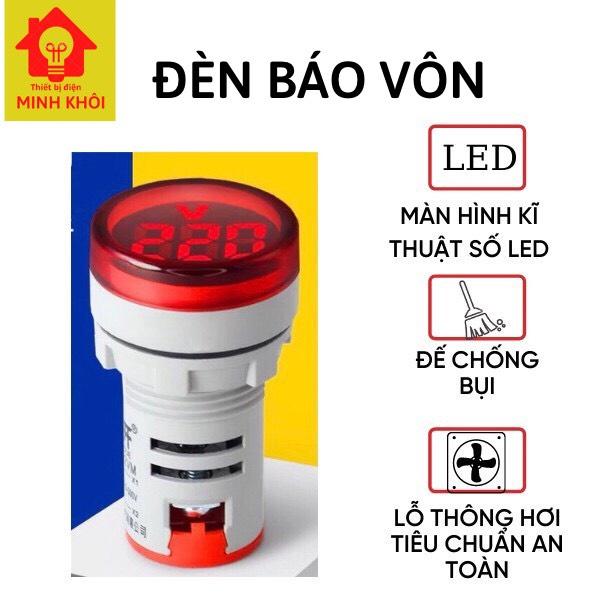 Đèn báo volt phi 22 loại tốt, đèn báo vôn hiển thị điện áp