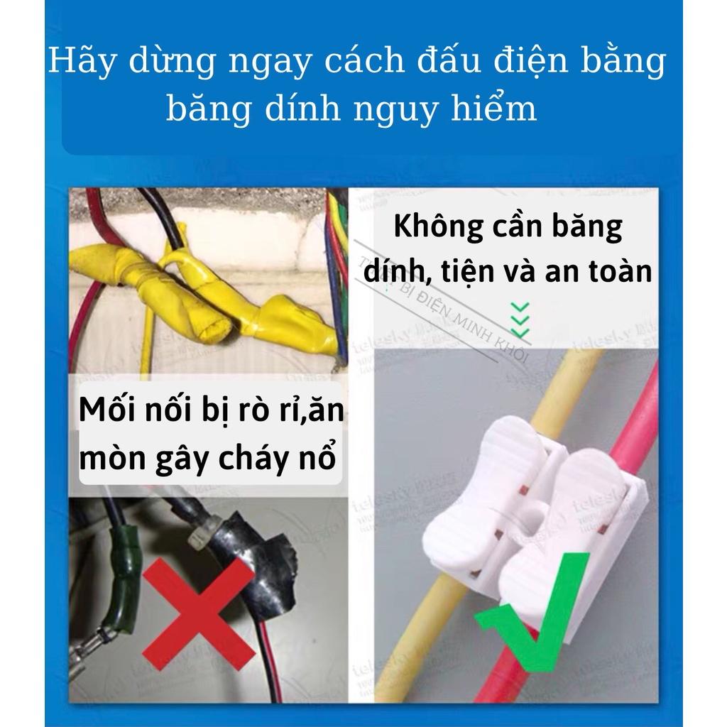Combo 10c cầu nối dây điện nhanh CH2, cút nối dây điện nhanh 2P siêu bền, chống chập, cầu đấu 2