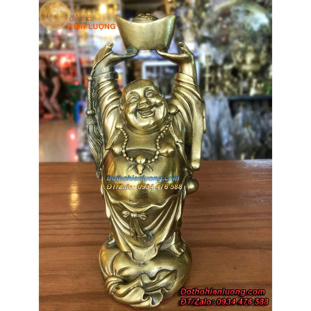 Tượng Di Lạc Bê Thỏi Vàng Bằng Đồng Vàng Cao 20cm