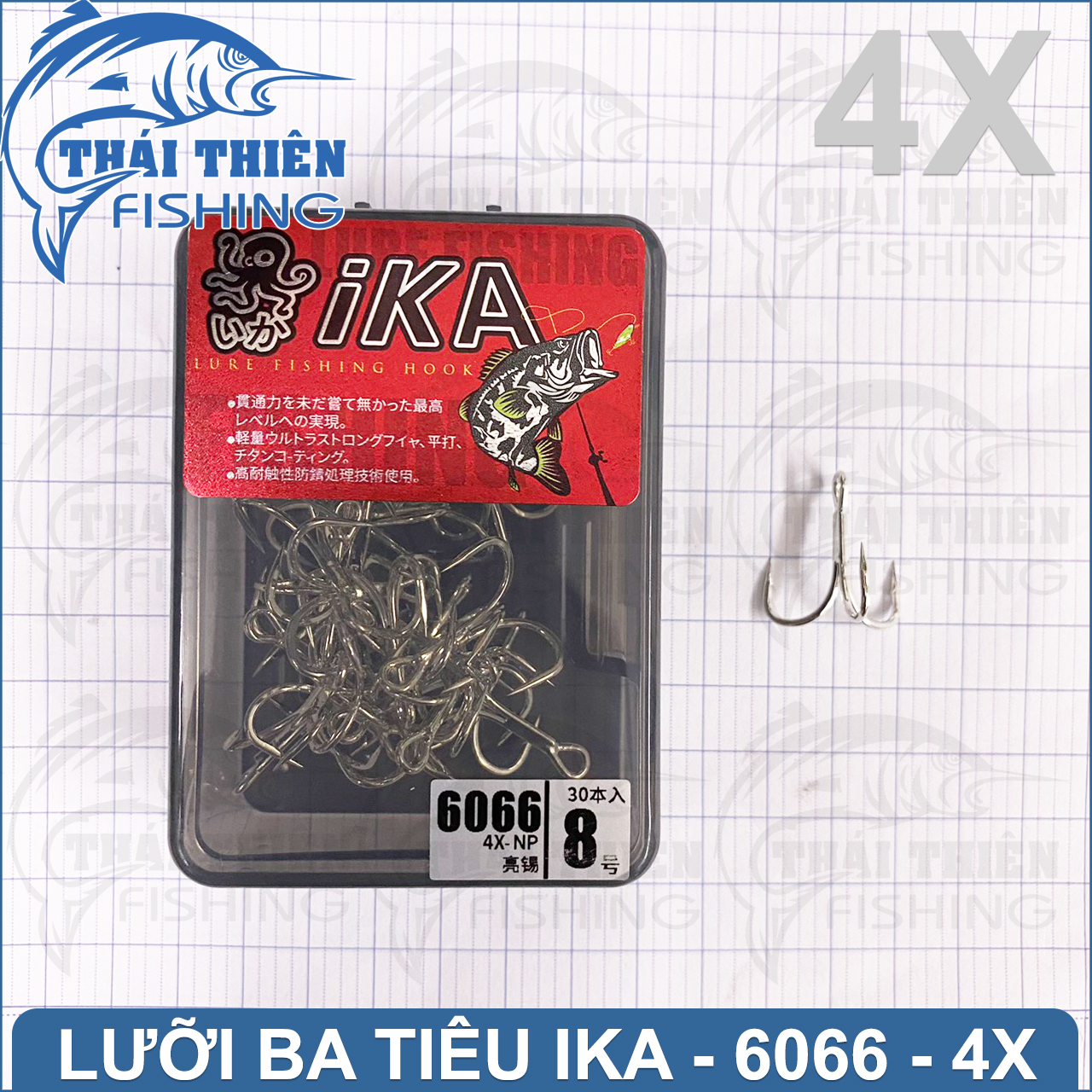 Lưỡi Câu Ba Tiêu 4X Ika 6066 Thép Trắng Không Gỉ