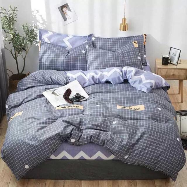 Set Cotton Poly Nhập khẩu 4 Món Xám Chữ
