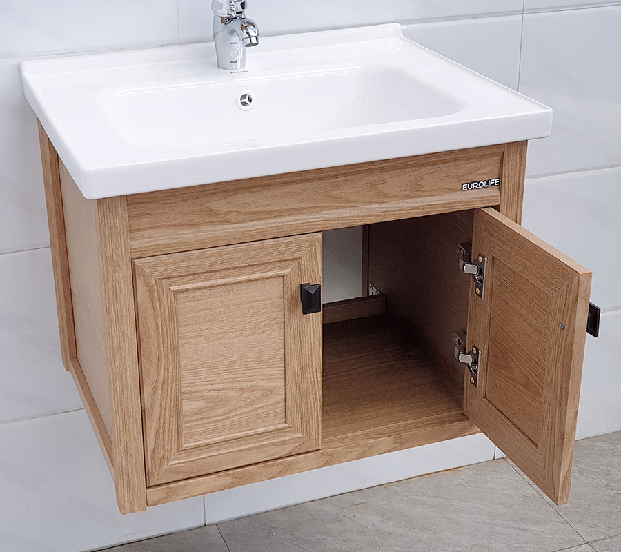 Bộ tủ Lavabo nhựa và carbon chịu nước Eurolife BLV-NC04 kháng nước chống ẩm chống bám bẩn, tạo khuẩn (Nâu gỗ)