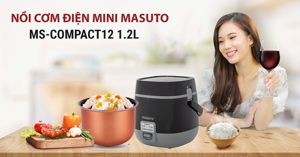 Nồi cơm điện mini Sothing Masuto MS- compact12 lòng niêu 1.2L có thể nấu 2-3 người ăn- Hàng chính hãng