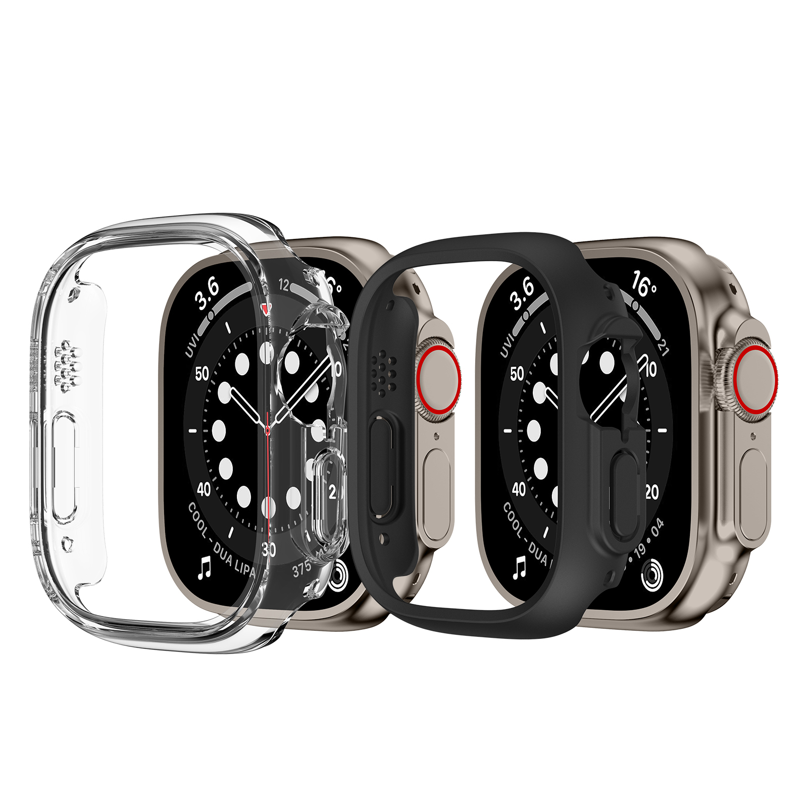 Ốp Case Đen và Trong Suốt cho Apple Watch Ultra / Apple Watch Ultra 2 49mm