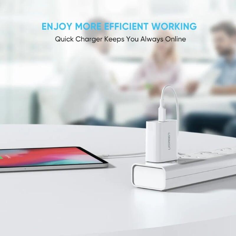 Ugreen UG60449CD137TK 18w usb type c sạc nhanh pd 3.0 màu trắng US - HÀNG CHÍNH HÃNG